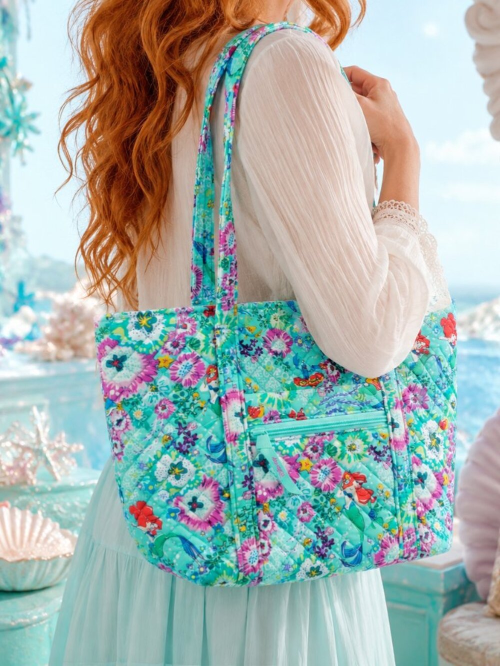 ❤️ vera bradley Disney Ariel Floral SMALL Vera Tote Little Mermaid